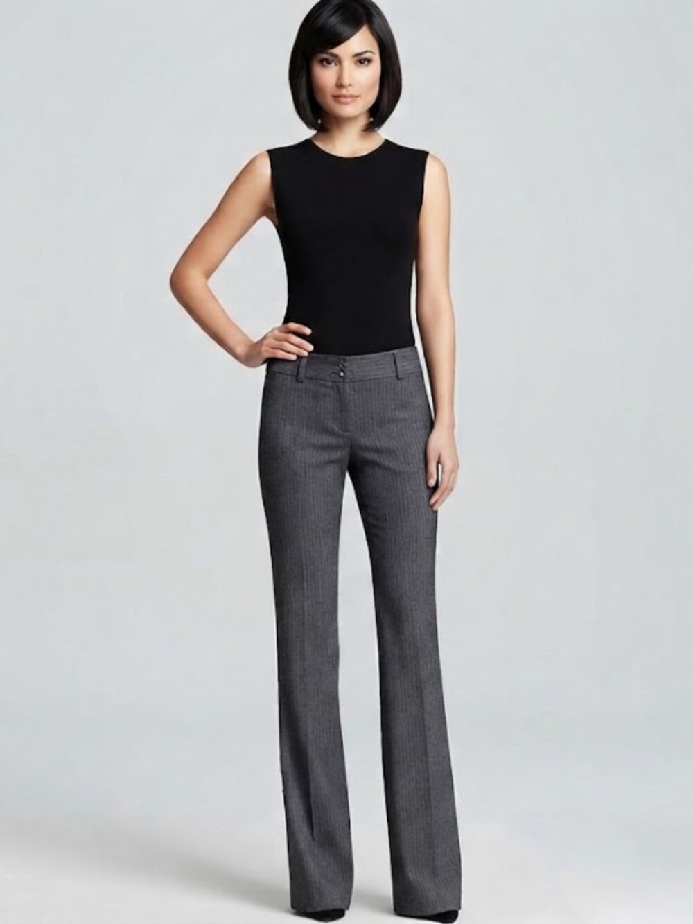BCBGMAXAZRIA Kristen Grey Stripe 0 Dress Pants